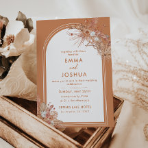 Convite de Casamento Floral Arco de Terracota Boho