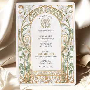 Convite de Casamento Floral Art Nouveau