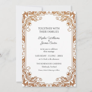 Convite de Casamento Floral Art Nouveau em Cobre