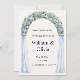 Convite de Casamento Floral Azul