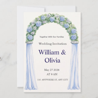Convite de Casamento Floral Azul