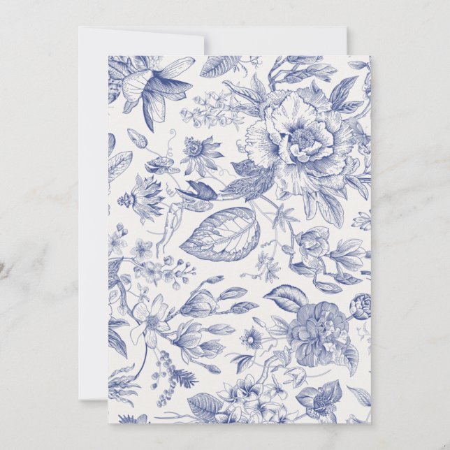 Convite de Casamento Floral Azul (Verso)