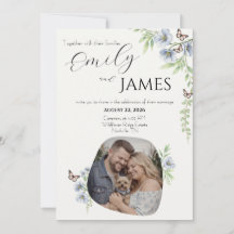 Convite de Casamento Floral Azul