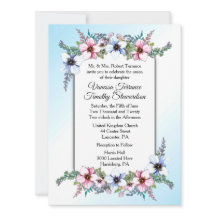 Convite de Casamento Floral Azul