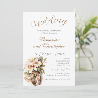 Convite de Casamento Floral Azul