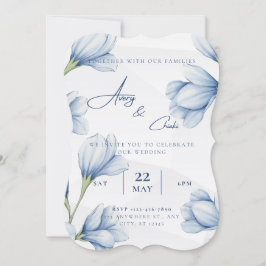 Convite de Casamento Floral Azul
