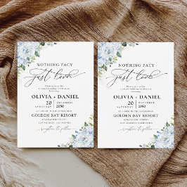 Convite de Casamento Floral Azul Claro Romântico