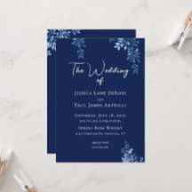 Convite de Casamento Floral Azul e Branco