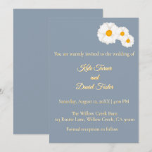 Convite de Casamento Floral Azul Empoeirado