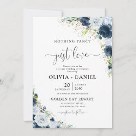 Convite de Casamento Floral Azul Marinho