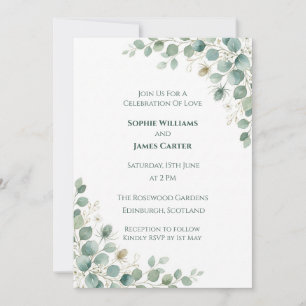 Convite de Casamento Floral Azul Rosado