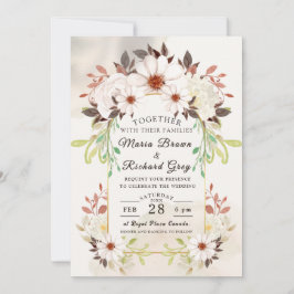 Convite de Casamento Floral Bege