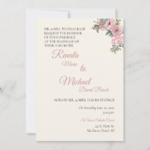 Convite de Casamento Floral Bege