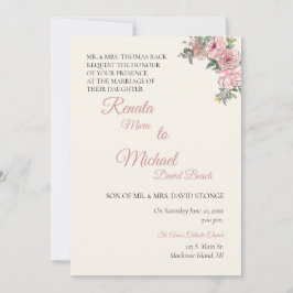 Convite de Casamento Floral Bege