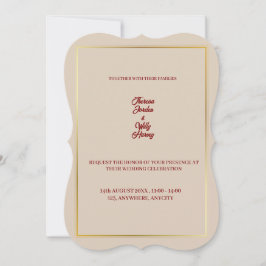 Convite de Casamento Floral Bege e Borgonha Elegan