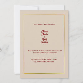 Convite de Casamento Floral Bege e Borgonha Elegan