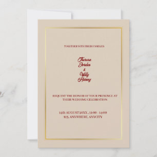 Convite de Casamento Floral Bege e Borgonha Elegan