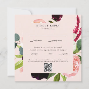 Convite de Casamento Floral Bege Elegante com Códi
