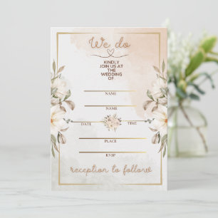 Convite de Casamento Floral Bege Elegante com Mold