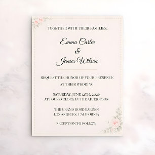 Convite de Casamento Floral Bege Luxo