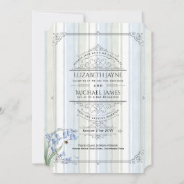 Convite de Casamento Floral Bluebells Bees Blue Sa
