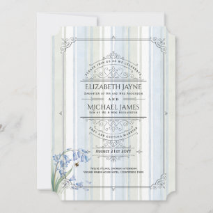 Convite de Casamento Floral Bluebells Bees Blue Sa