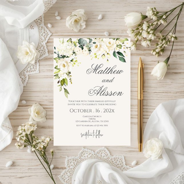 Convite de Casamento Floral Boho (Criador carregado)