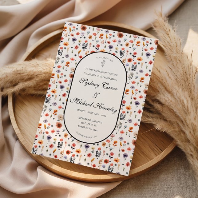 Convite de Casamento Floral Boho  (Criador carregado)