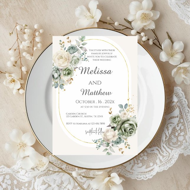 Convite de Casamento Floral Boho (Criador carregado)