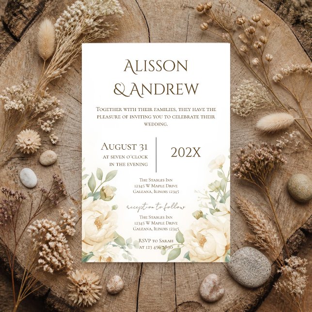 Convite de Casamento Floral Boho (Criador carregado)