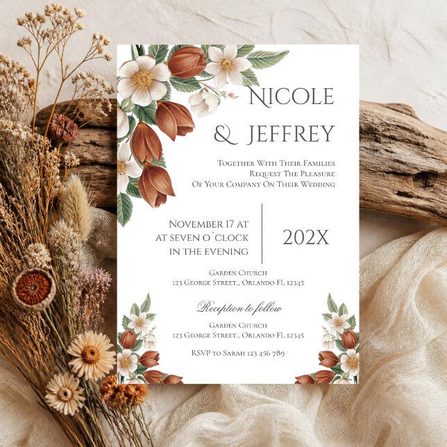 Convite de Casamento Floral Boho (Criador carregado)