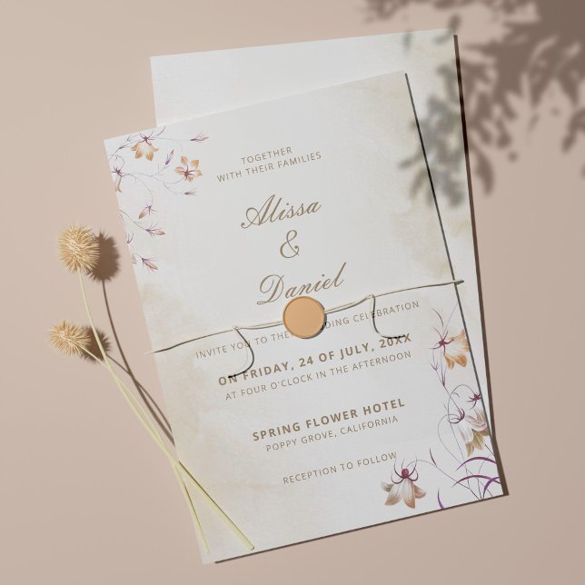 Convite de Casamento Floral Boho (Criador carregado)