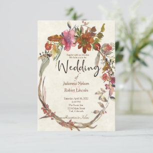 Convite de casamento floral Boho aquarela