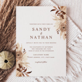 Convite de Casamento Floral Boho Bege