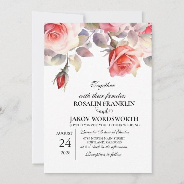 Convite de Casamento Floral Boho Blush (Frente)