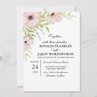 Convite de Casamento Floral Boho Blush