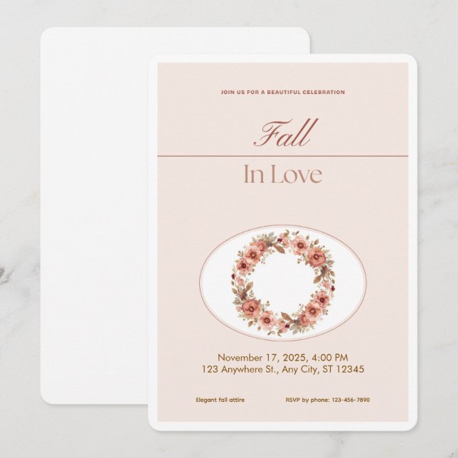 Convite de Casamento Floral Boho Blush Romance de  (Frente/Verso)
