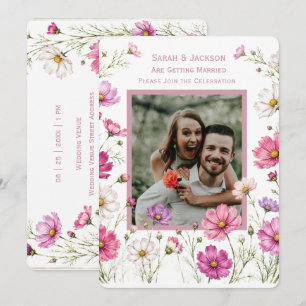Convite de Casamento Floral Boho com Foto Personal