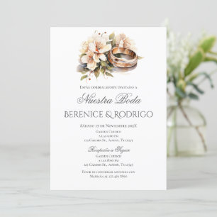 Convite de Casamento Floral Boho em Espanhol