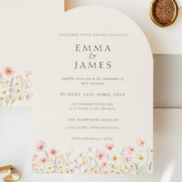 Convite de Casamento Floral Boho Minimalista