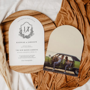 Convite de Casamento Floral Boho Monograma Vinta