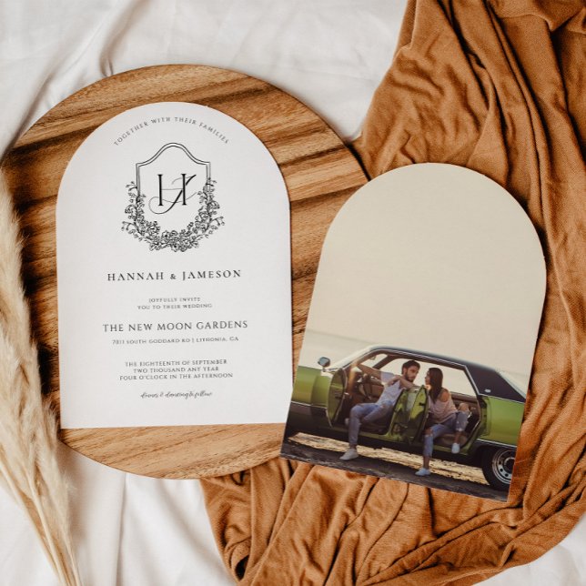 Convite de Casamento Floral Boho | Monograma Vinta (Criador carregado)