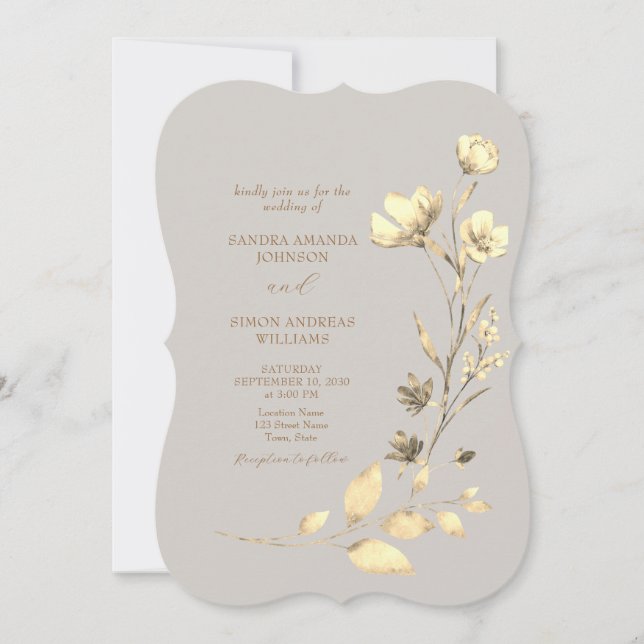 Convite de Casamento Floral Boho Outono em Suporte (Frente)