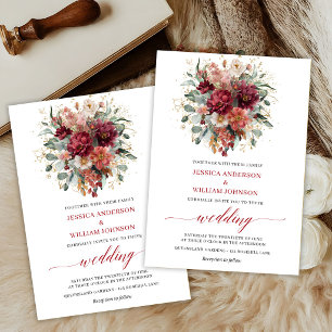 Convite de Casamento Floral Boho Outono Eucalipto