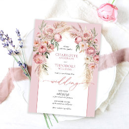 Convite de Casamento Floral Boho Romântico com Ros