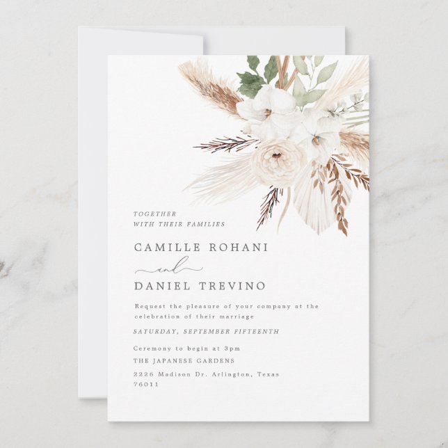 Convite de Casamento Floral Boho Rústico (Frente)