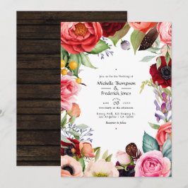 Convite de Casamento Floral Boho Rústico Boêmio