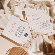 Convite de Casamento Floral Boho Terracota Pampas
