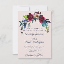 Convite de casamento floral boho vermelho