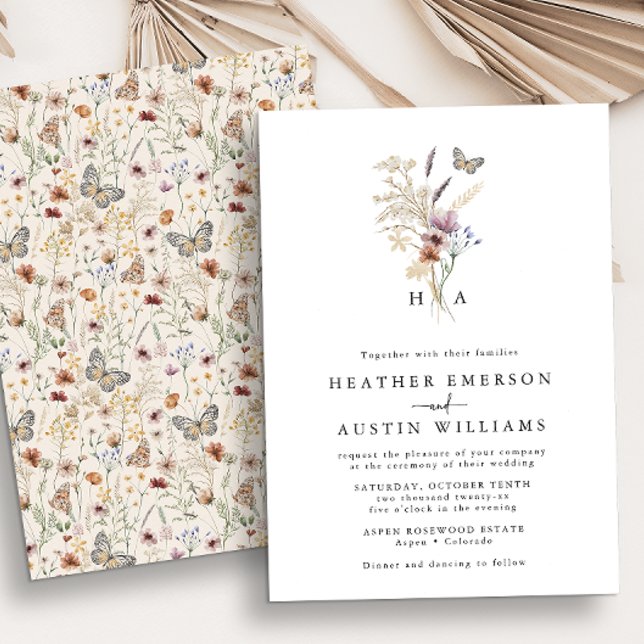 Convite de Casamento Floral Boho Wildflower (Wildflower Boho Floral Wedding Invitation
)